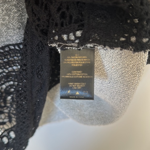 Anthropologie Recessed Lace Sweatshirt Pullover Long-Sleeve Gray Tunic Top - Picture 7 of 7